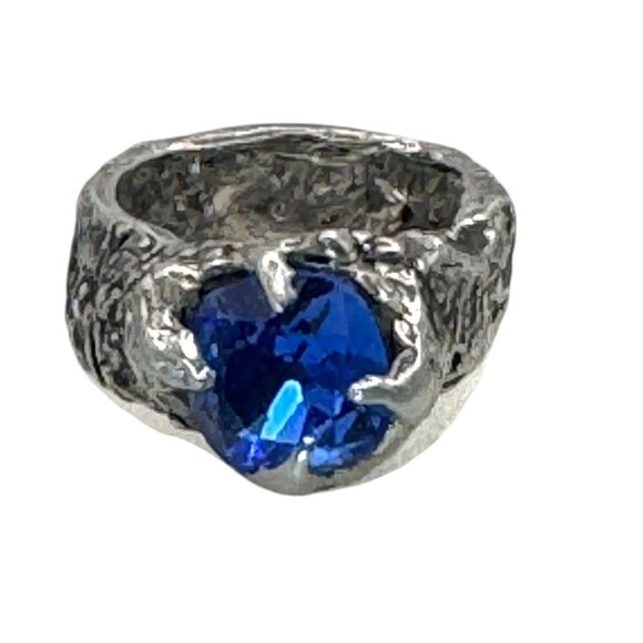Artisan Cushion 10mm Crystal Boho Ring Crafted with Silver Blend Metalwork Sz 7 - Picture 6 of 17